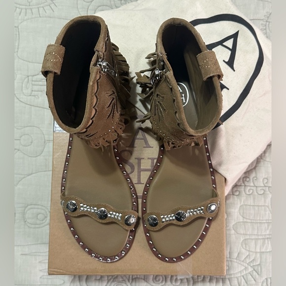 NEW Ash Leather Paquito Sandals Sz EU 38 US 8 ANTILOPE/SKIN Western Fringe - Picture 13 of 13